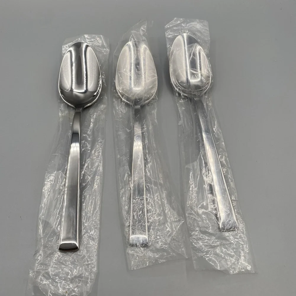 Mikasa PINCH Oval Soup Spoons 3pcs Glossy Forged Stainless Place Table 7.75